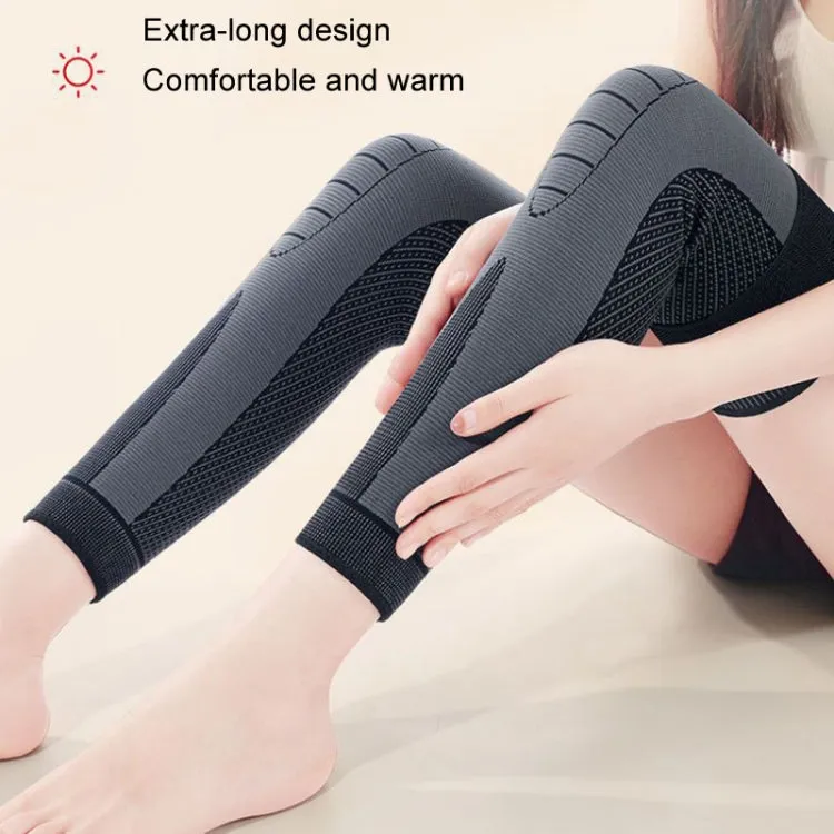 1pair Anti-Slip Compression Straps Keep Warm And Lengthen Knee Pads, Size: XL(Mugwort Black)