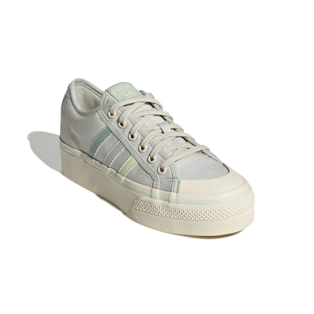 ADIDAS GX4605 NIZZA PLATFORM WMN`S (Medium) White/Lime/White Textile Lifestyle Shoes