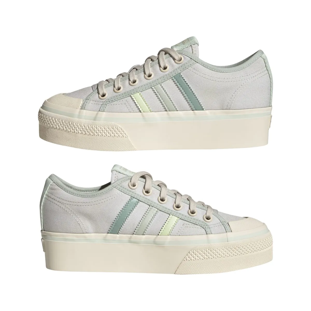 ADIDAS GX4605 NIZZA PLATFORM WMN`S (Medium) White/Lime/White Textile Lifestyle Shoes