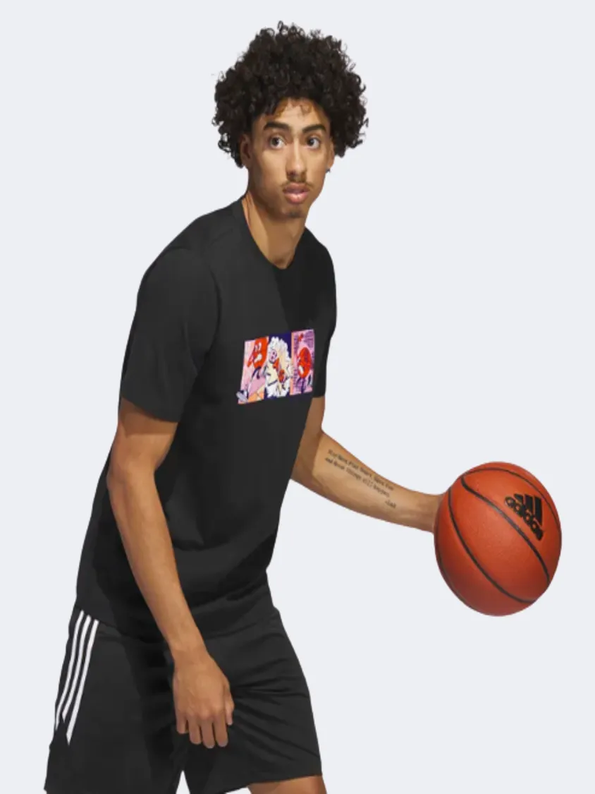 Adidas Lil&#39; Stripe Basketball Graphic Men Basketball T-Shirt Black