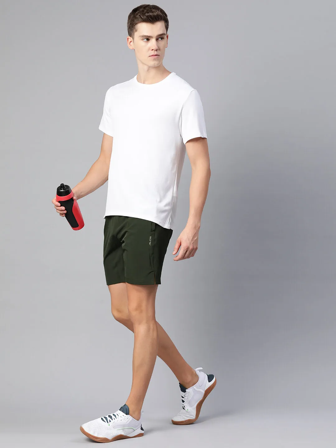 Alcis Men Green Slim Fit Running Sports Shorts