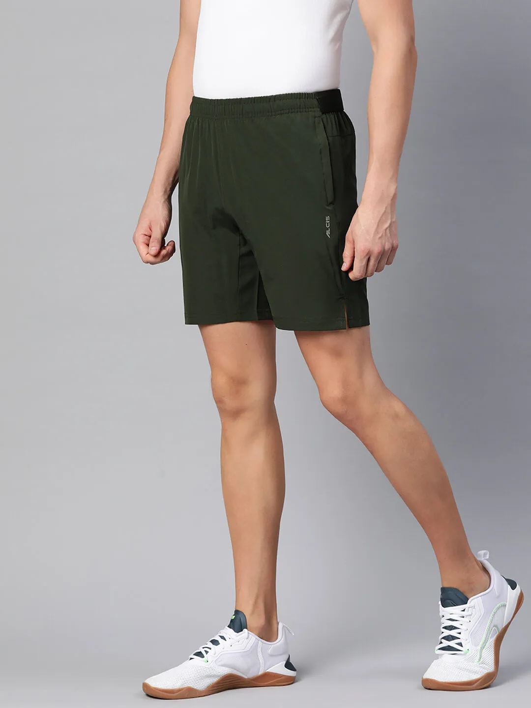 Alcis Men Green Slim Fit Running Sports Shorts