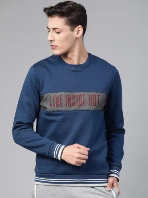 Alcis Men Navy Blue Printed Sports Sweatshirt