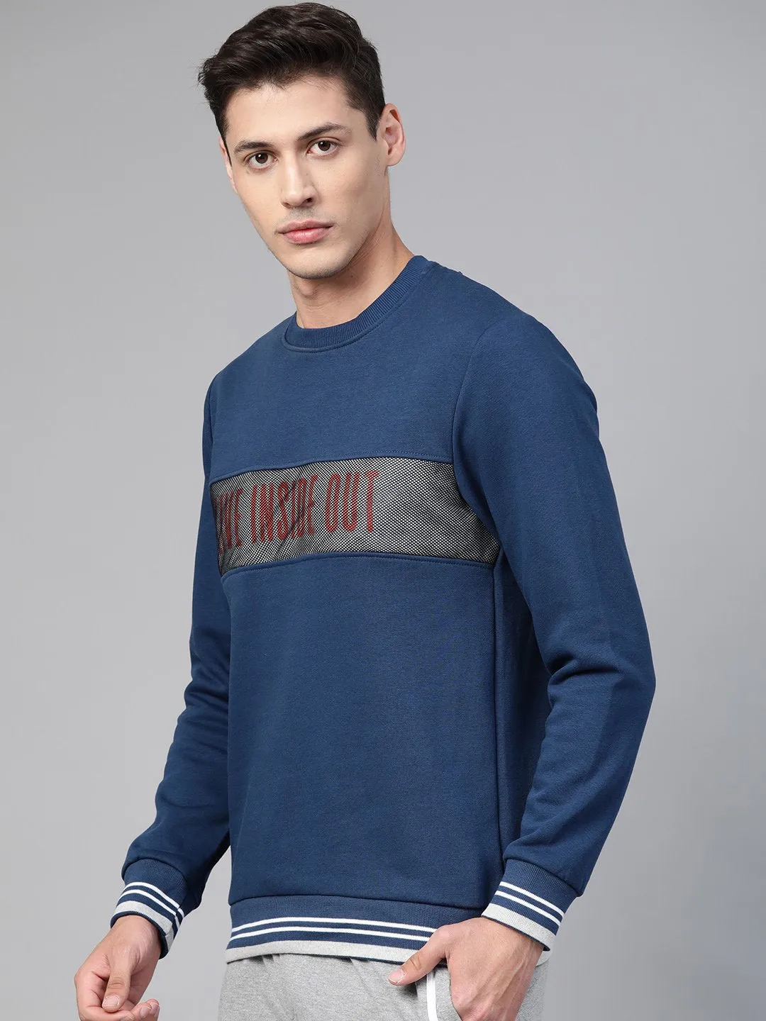 Alcis Men Navy Blue Printed Sports Sweatshirt