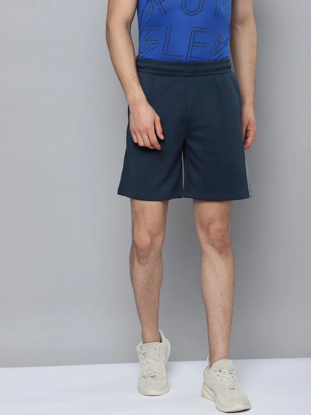 Alcis Men Navy Blue Slim Fit Training or Gym Sports Shorts