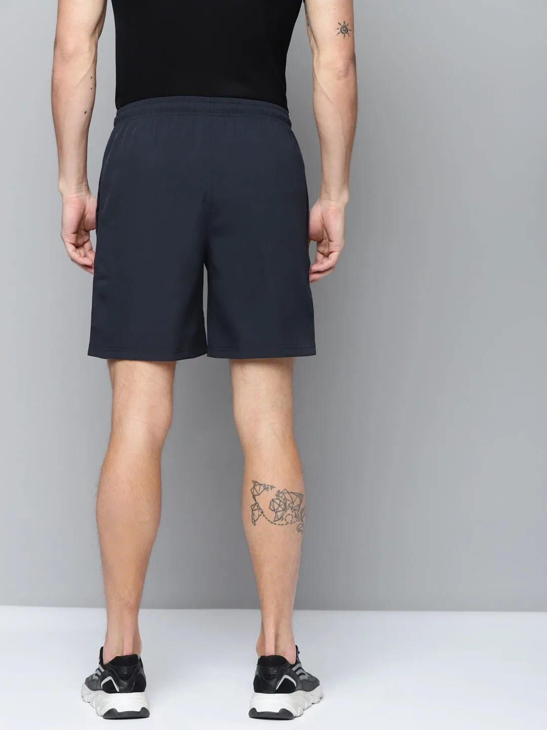 ALCIS Men Navy Blue Solid Slim Fit Running Sports Shorts