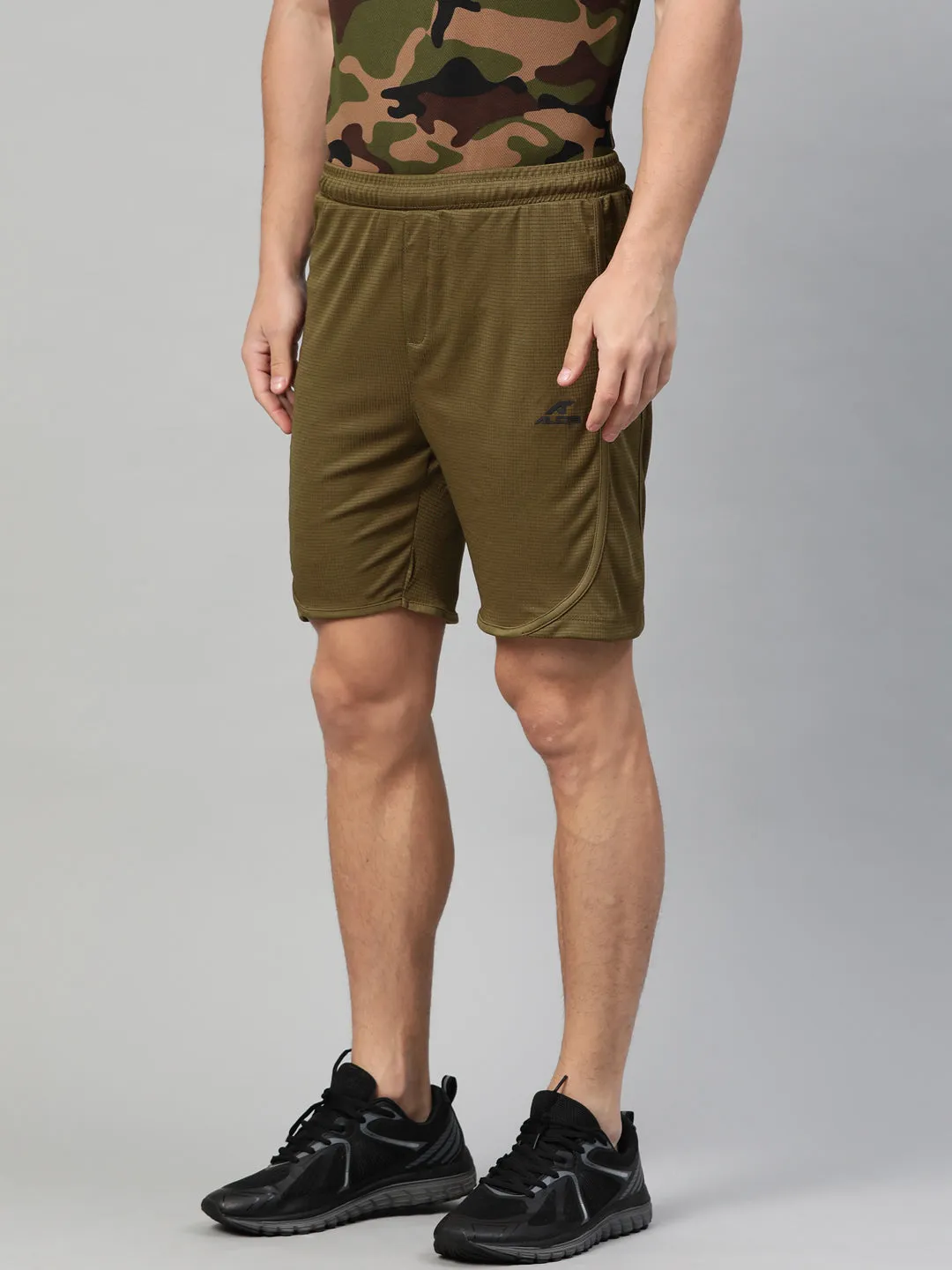 Alcis Men Olive Green Sports Shorts