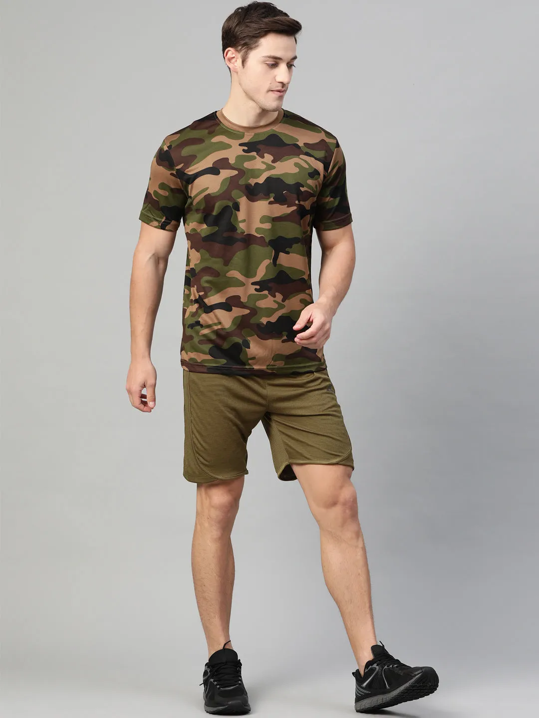 Alcis Men Olive Green Sports Shorts