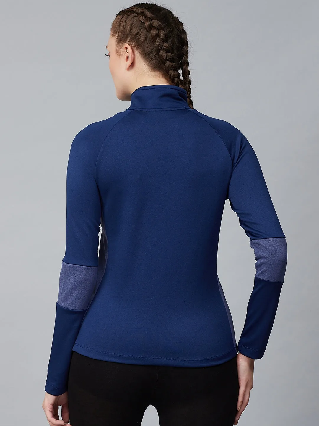 Alcis Women Navy Blue Solid Pullover Sweatshirt