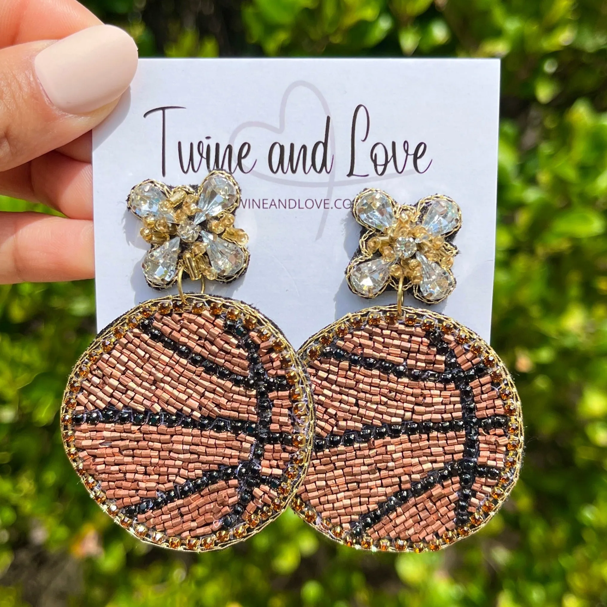 Basketball Beaded Earrings