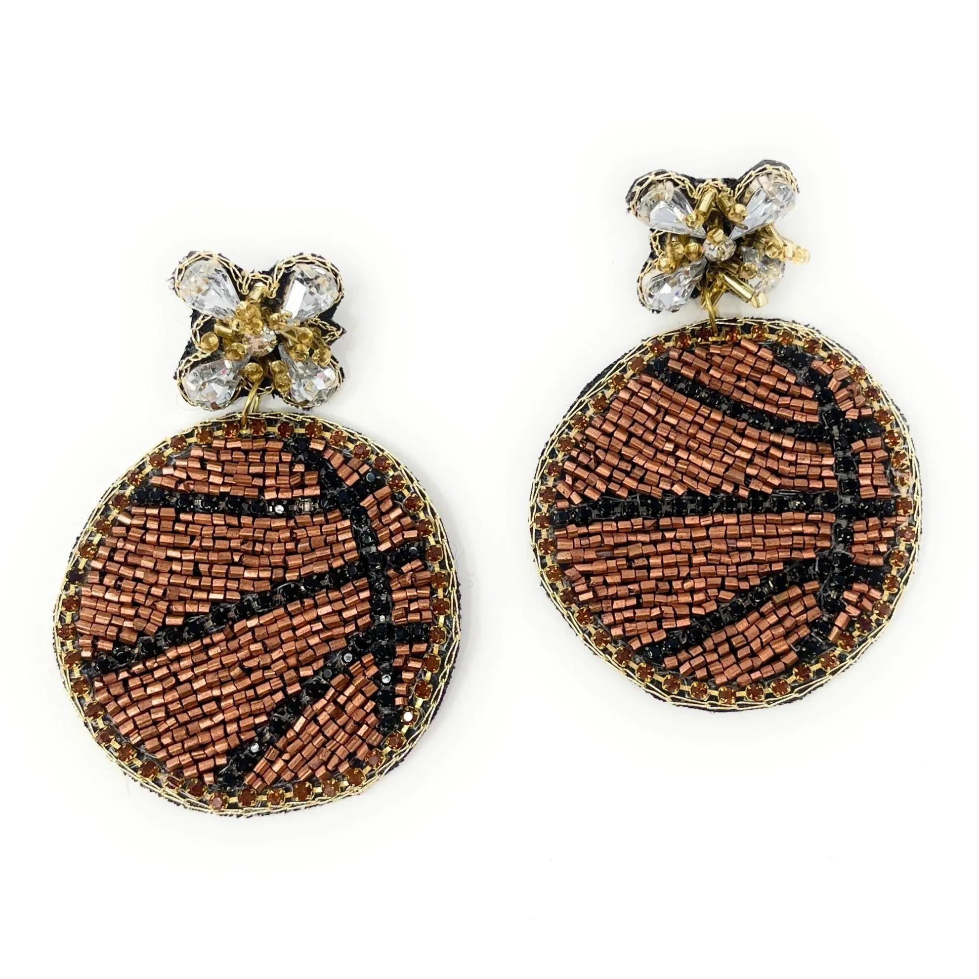 Basketball Beaded Earrings