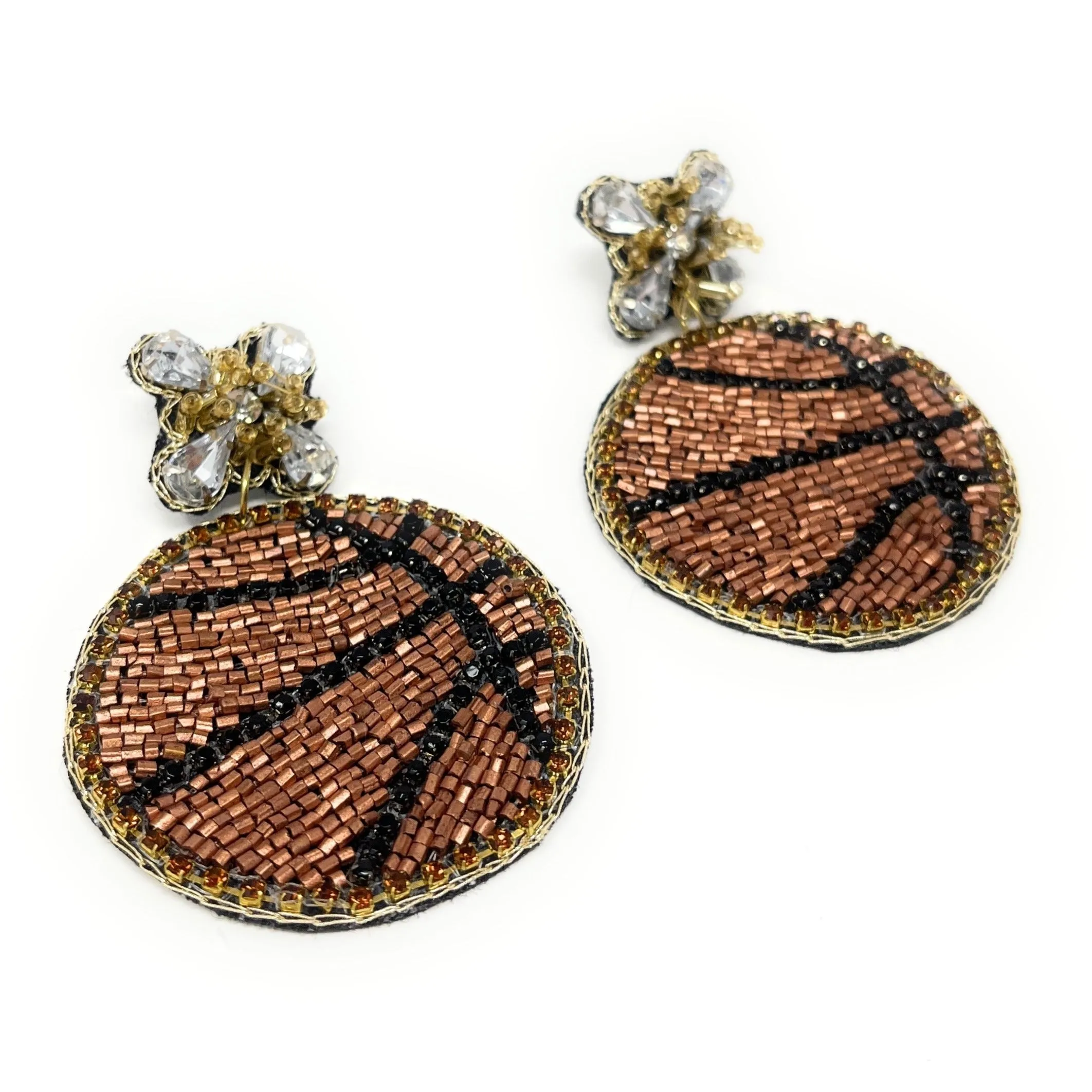 Basketball Beaded Earrings