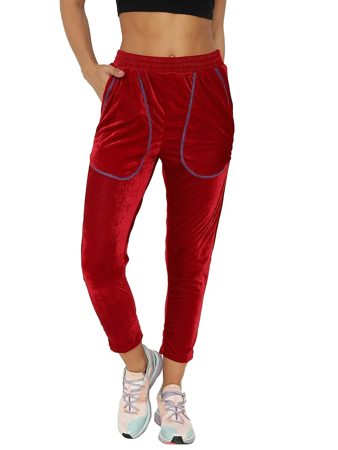 CHKOKKO Yoga Gym Workout Active Wear Sports Fitness Track Pant for Women Maroon 3XL