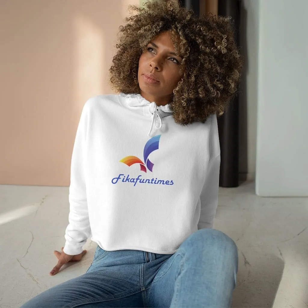 Crop Top Fikafuntimes Logo Printed Drawstring Hoodie