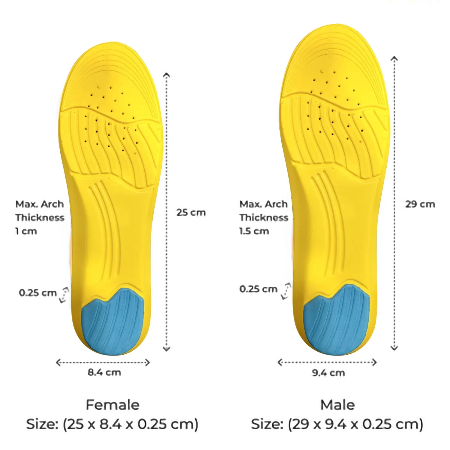 Dr Foot Gel Insoles Pair | For Walking, Running, Sports Shoes | All Day Comfort Shoe Inserts With Dual Gel Technology | Ideal Full-Length Sole For Every Shoe For Unisex- 1 Pair (Size - M) (Pack of 2)