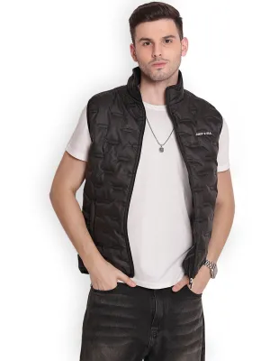 JUMP USA Men Black Rapid-Dry Solid Sleeveless Sporty Jackets