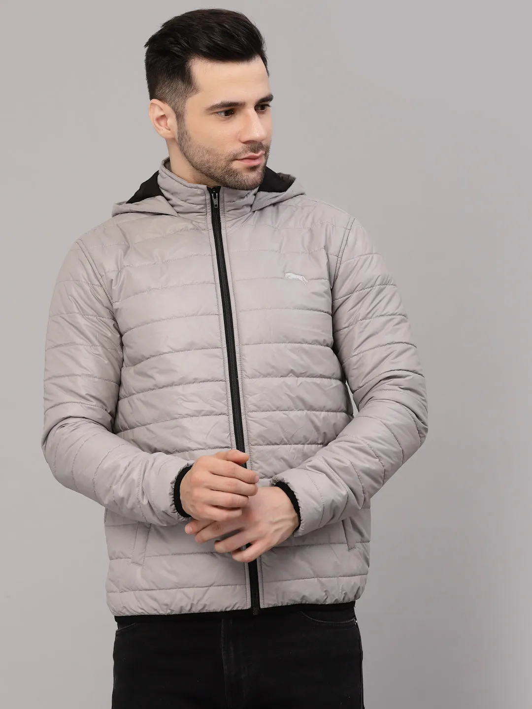 JUMP USA Men Grey Rapid-Dry Solid Sporty Jackets With Hood