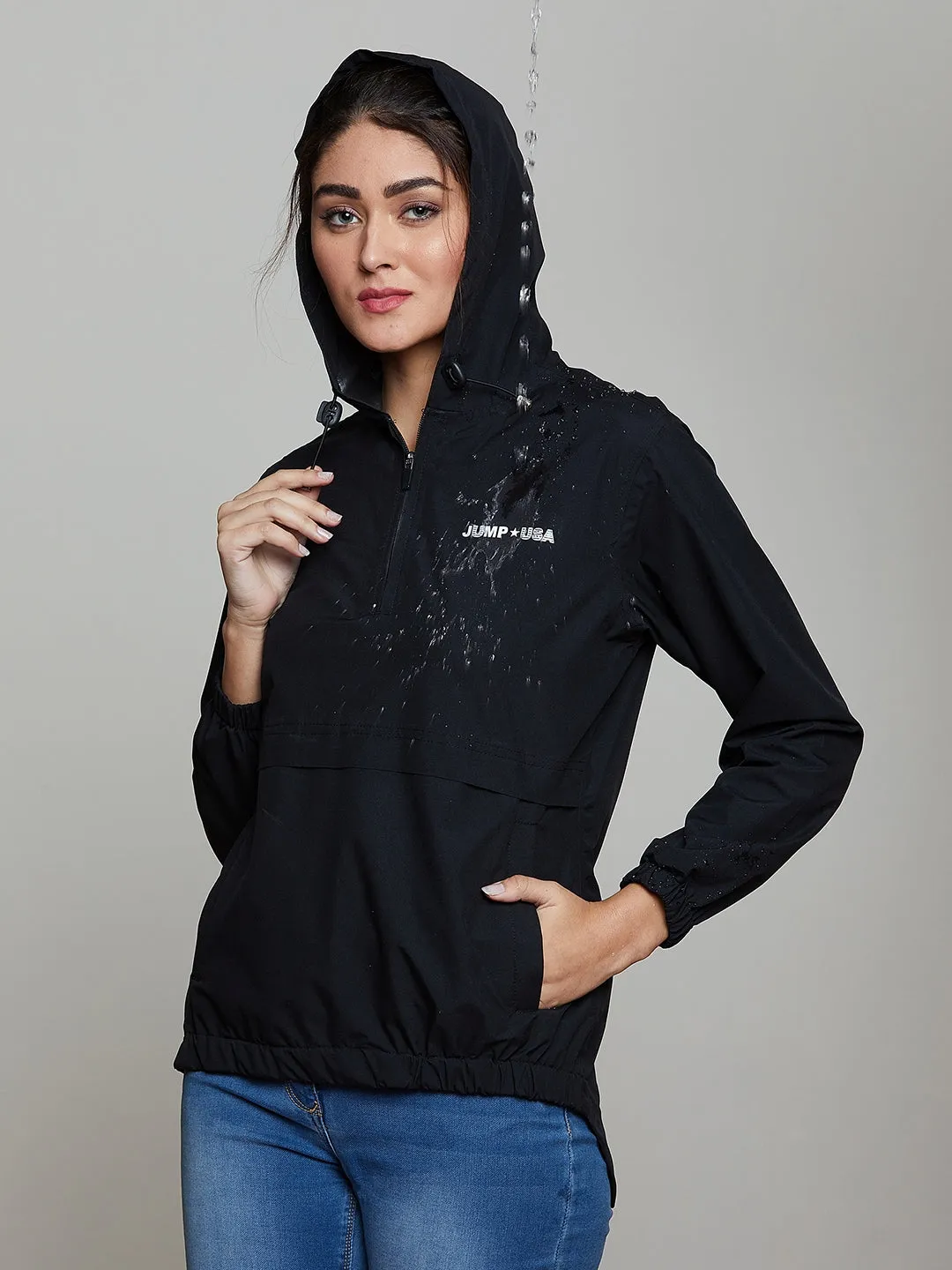 JUMP USA Women Black Solid Rain Jacket