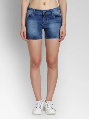 JUMP USA Women Blue Washed Skinny Fit Fit Denim Shorts