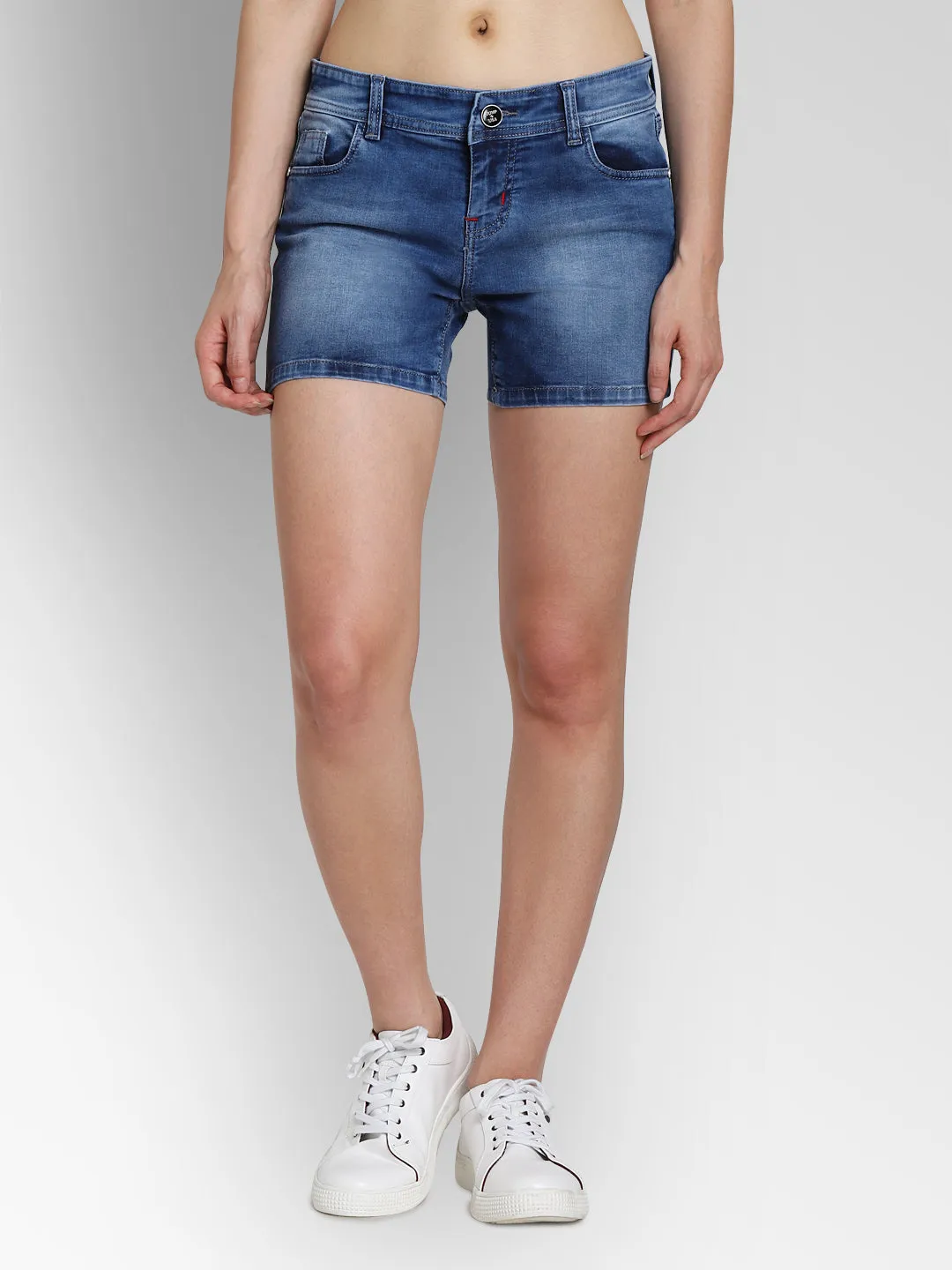 JUMP USA Women Blue Washed Skinny Fit Fit Denim Shorts