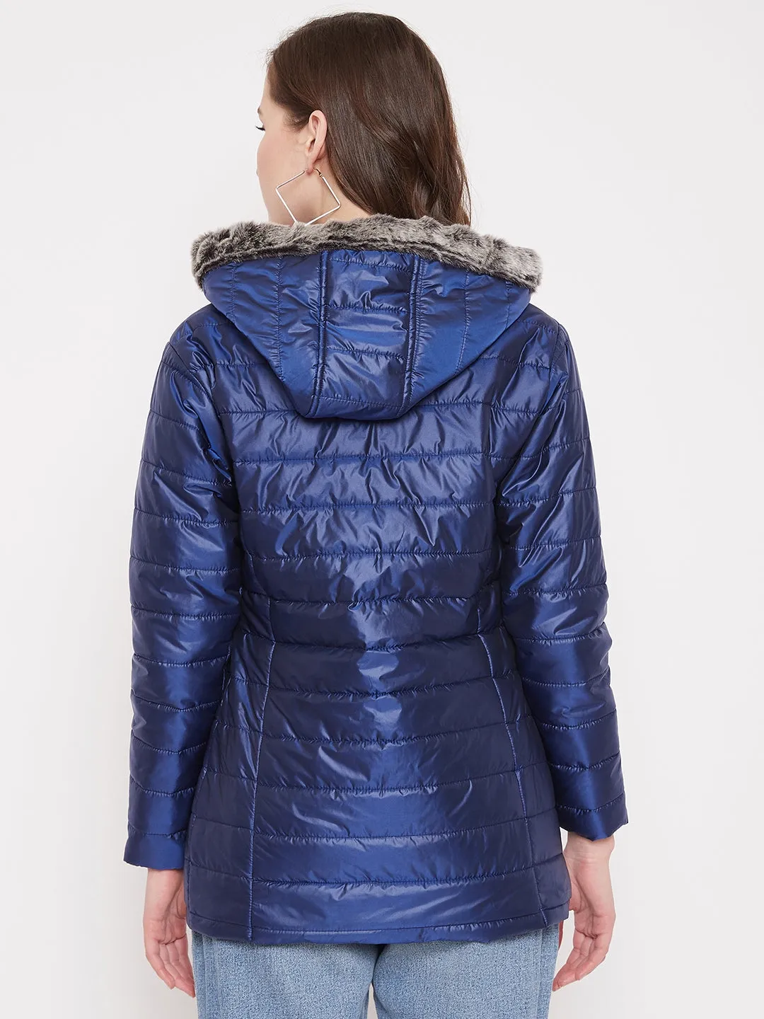 JUMP USA Womens Blue Hood Quilted Jacket