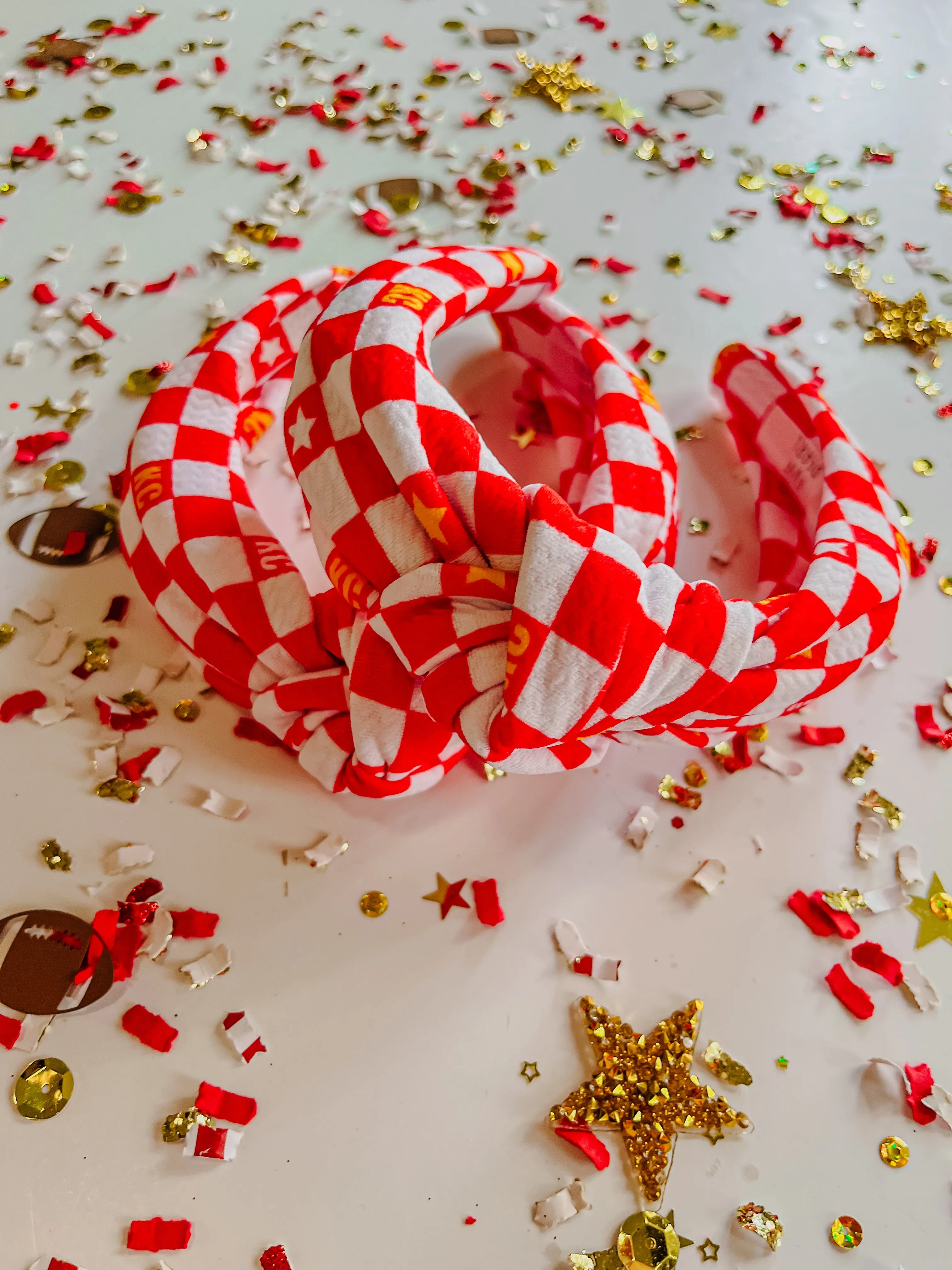 KC Red Checkered Knotted Headband