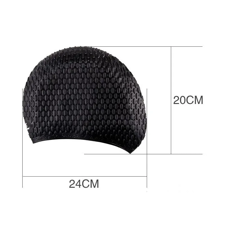 Larger Version Water Drop Shape Silicone Swimming Cap(Gray)