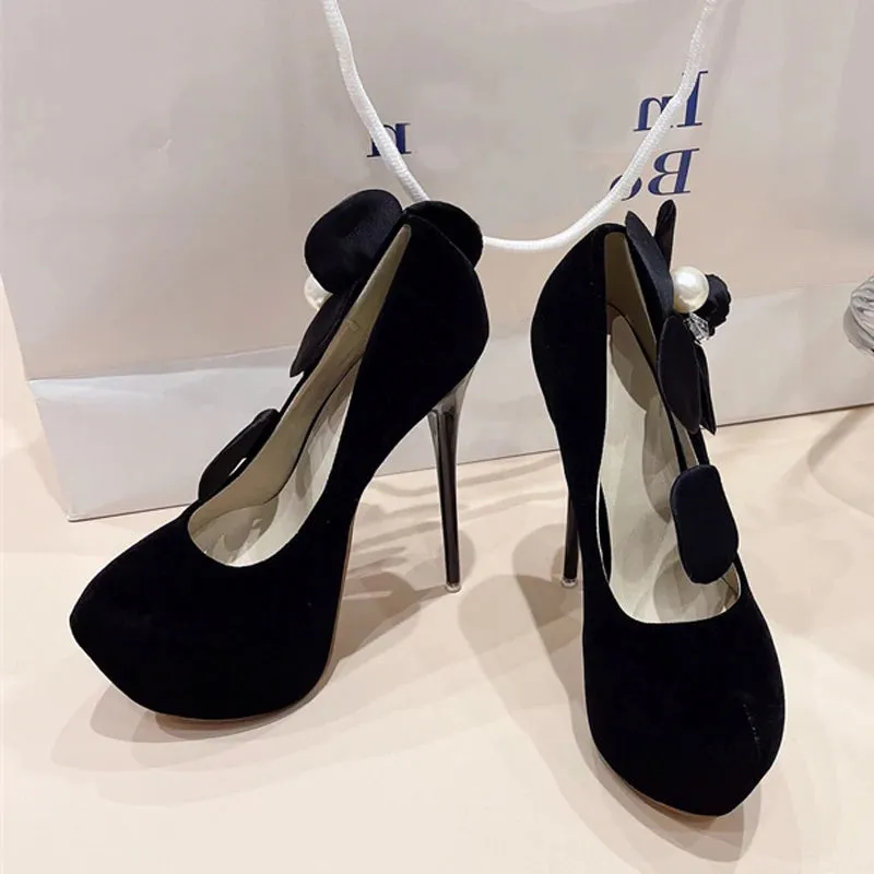 Liyke Runway Style Fashion Big Flower Women Platform Pumps Sexy Round Toe Pole Dance High Heels Wedding Stripper Shoes Stilettos