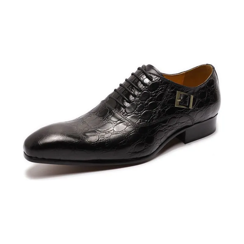 Luxury CrocLeather Pointed Toe Oxford Dress Shoes