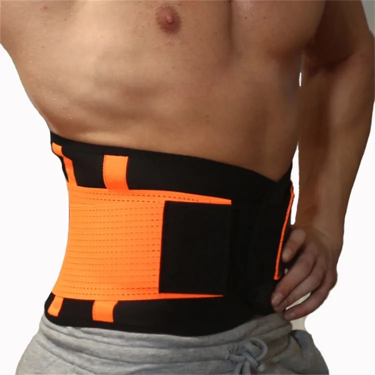 Men and Women Neoprene Lumbar Waist Support Unisex Exercise Weight Loss Burn Shaper Gym Fitness Belt, Size:L(Orange)