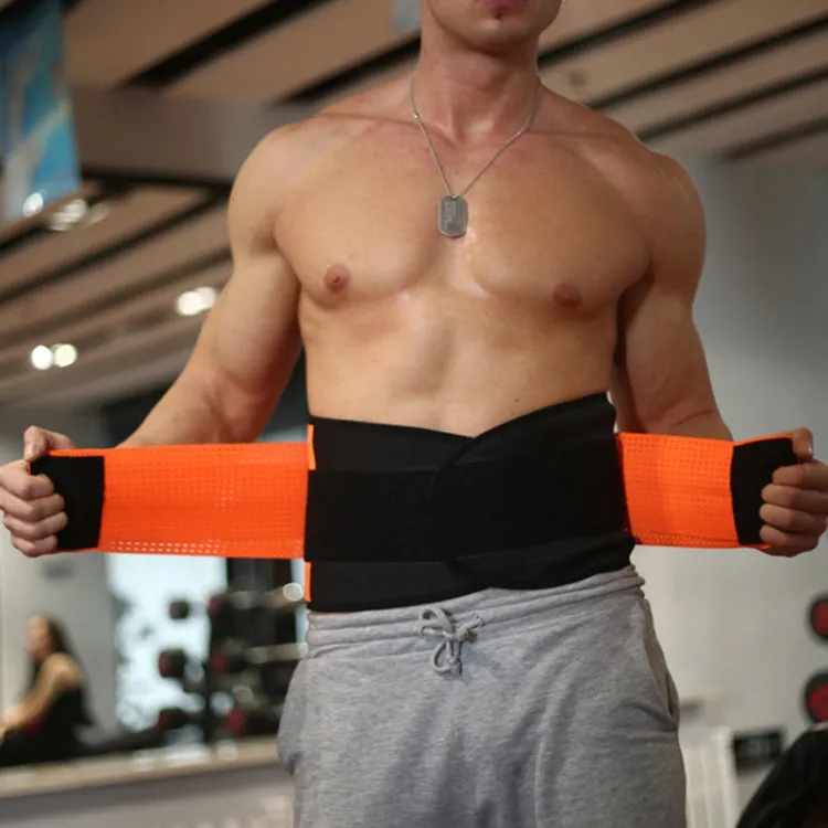 Men and Women Neoprene Lumbar Waist Support Unisex Exercise Weight Loss Burn Shaper Gym Fitness Belt, Size:S(Orange)