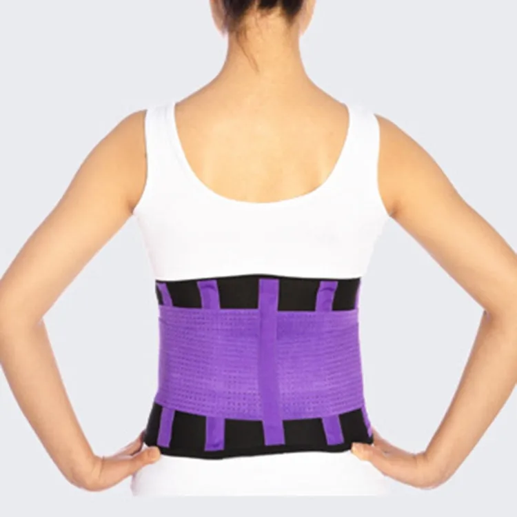 Men and Women Neoprene Lumbar Waist Support Unisex Exercise Weight Loss Burn Shaper Gym Fitness Belt, Size:S(Purple)