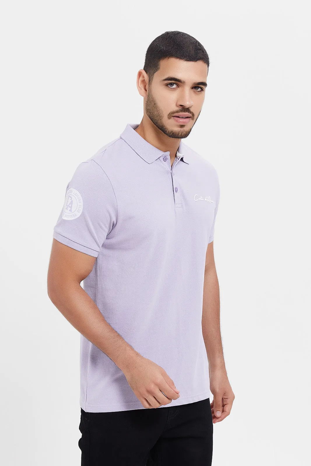 Men Lilac Varsity Sports Polo Shirt