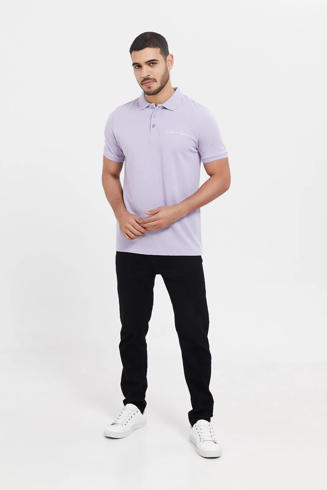 Men Lilac Varsity Sports Polo Shirt