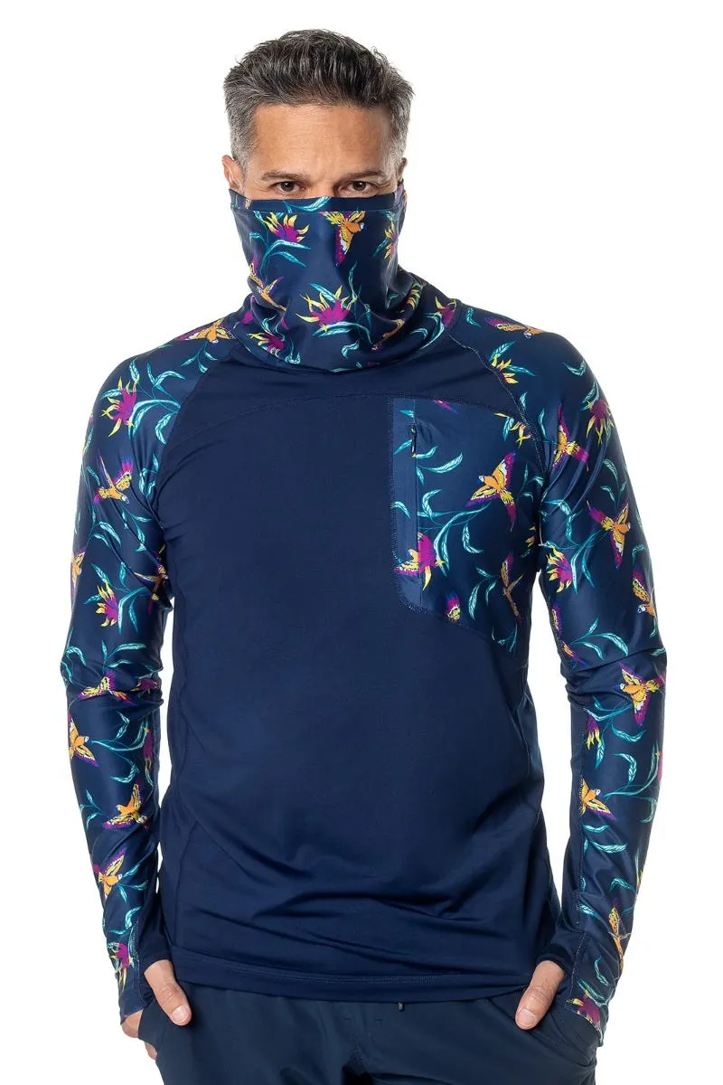 Men's Andros Fishing Hoodie  |  Navy Birds of Paradise