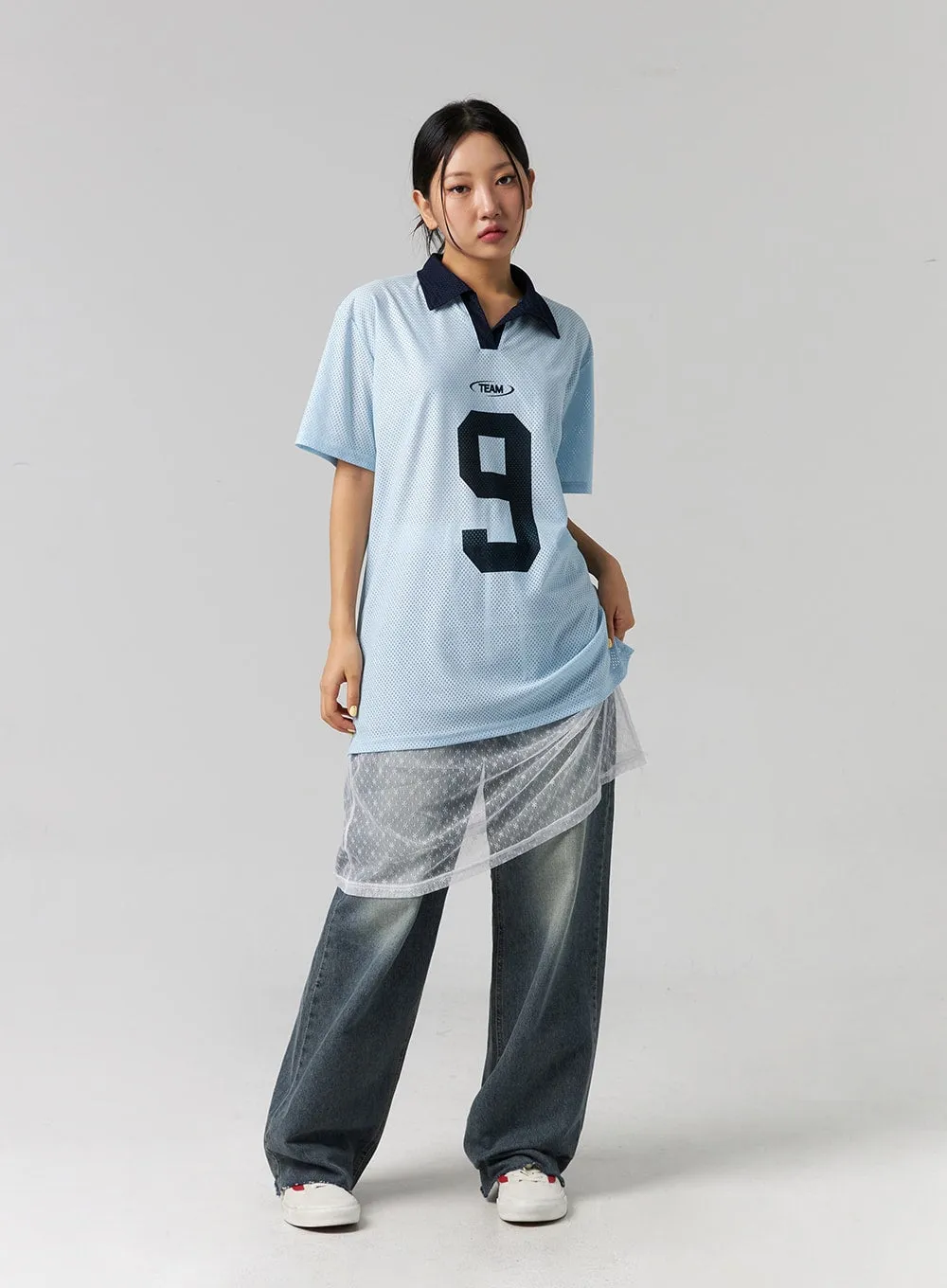 Mesh Soccer Collar Top CG314