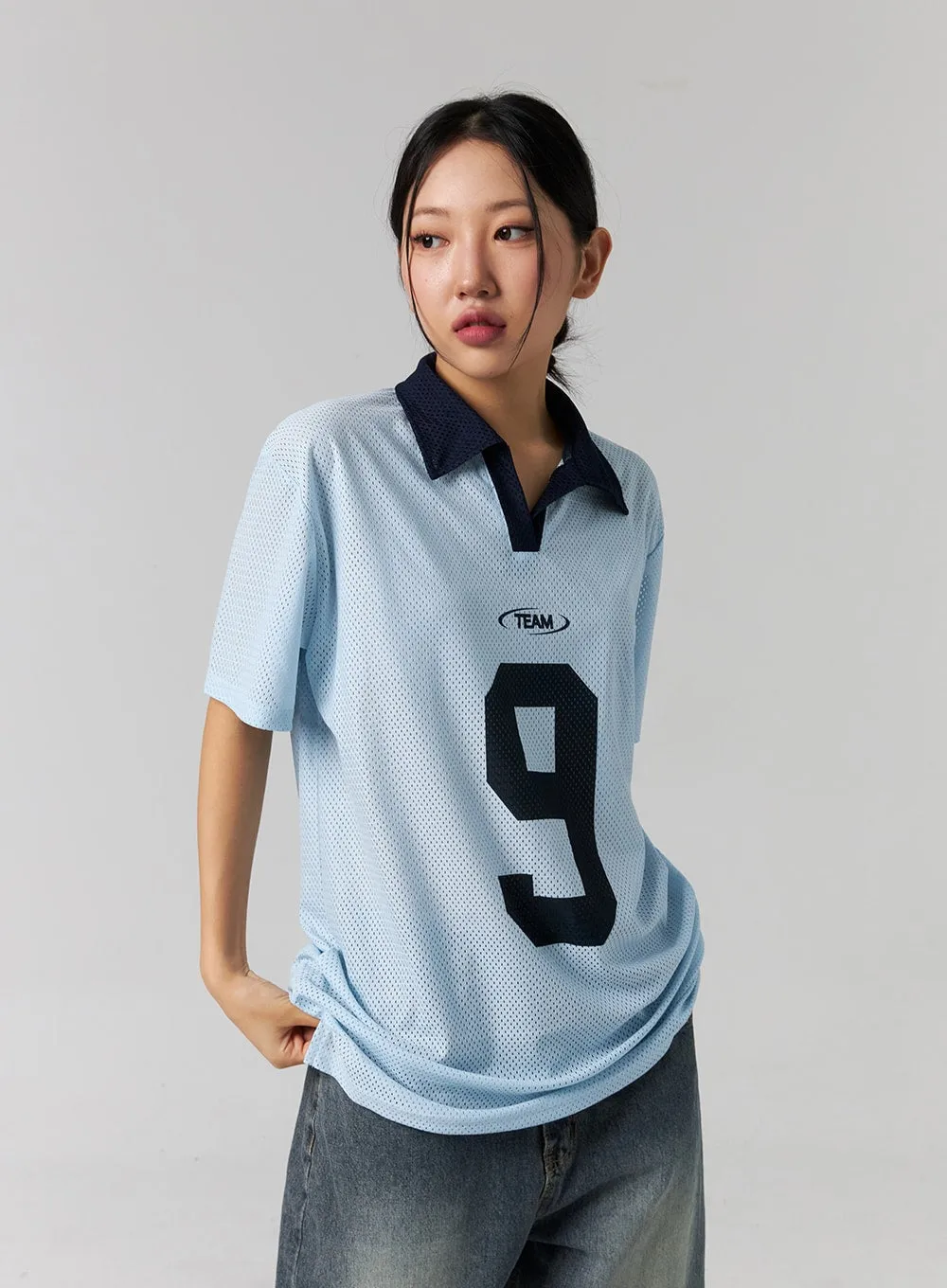 Mesh Soccer Collar Top CG314