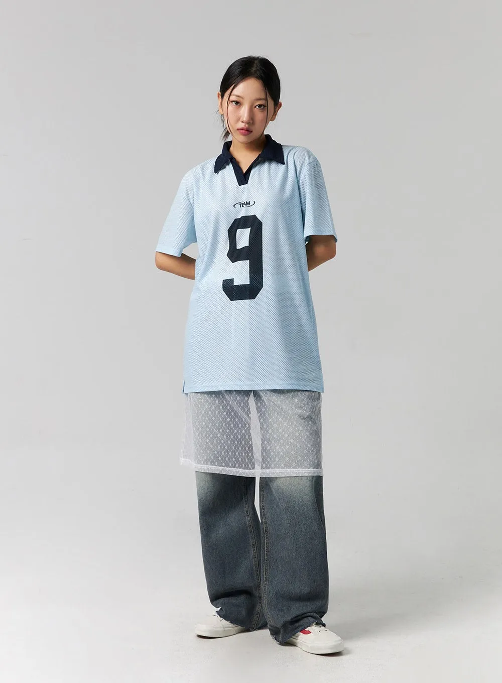 Mesh Soccer Collar Top CG314