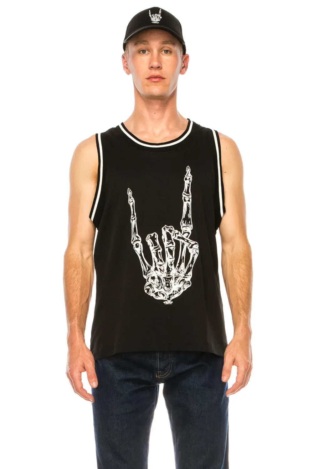 METAL FINGER BLACK BASKETBALL JERSEY