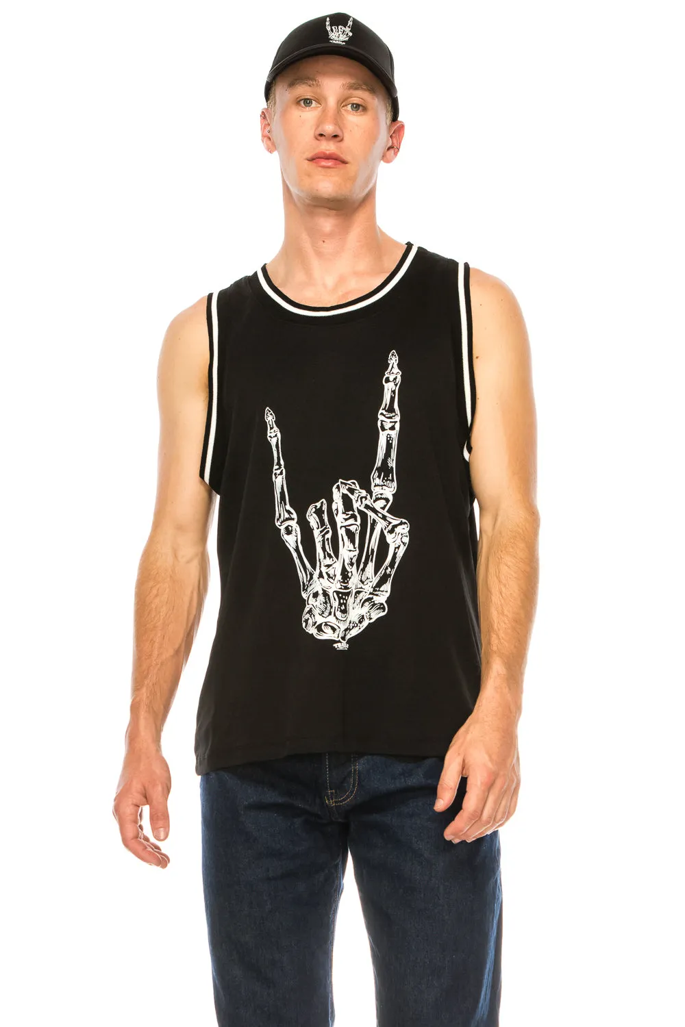 METAL FINGER BLACK BASKETBALL JERSEY