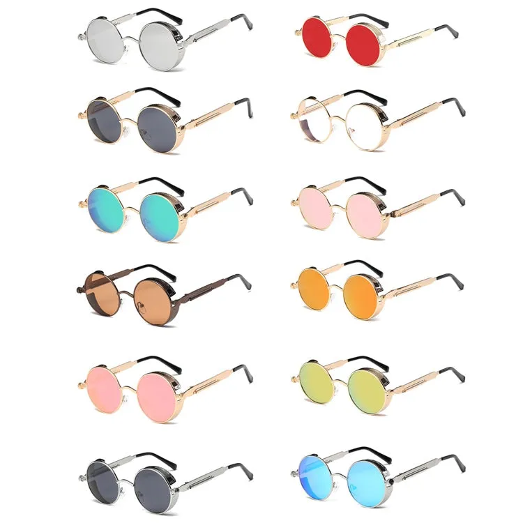 Metal Round Frame Steampunk Retro Sunglasses for Men Women(7)