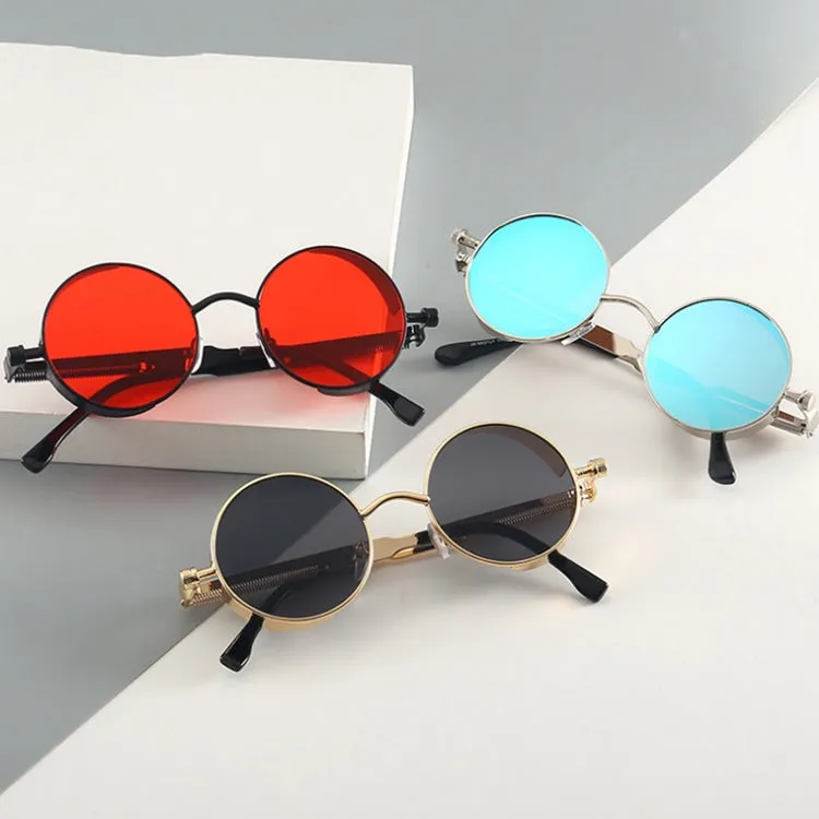 Metal Round Frame Steampunk Retro Sunglasses for Men Women(7)