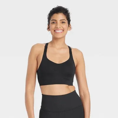 New - Women's Sculpt High Support Embossed Sports Bra - All In Motion Black S