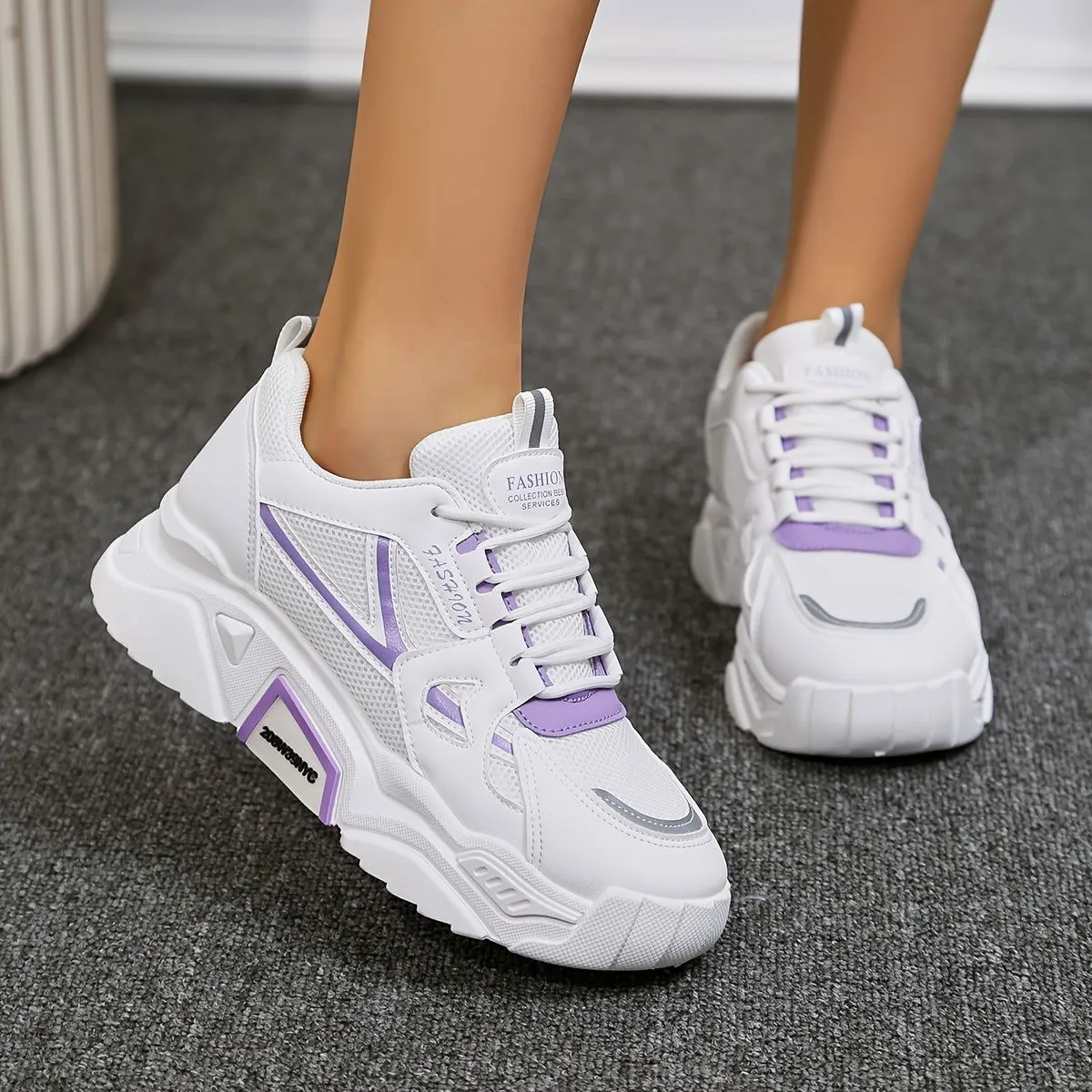 On-trend Lightweight Comfy Low-top Chunky Thick Sole Sneakers