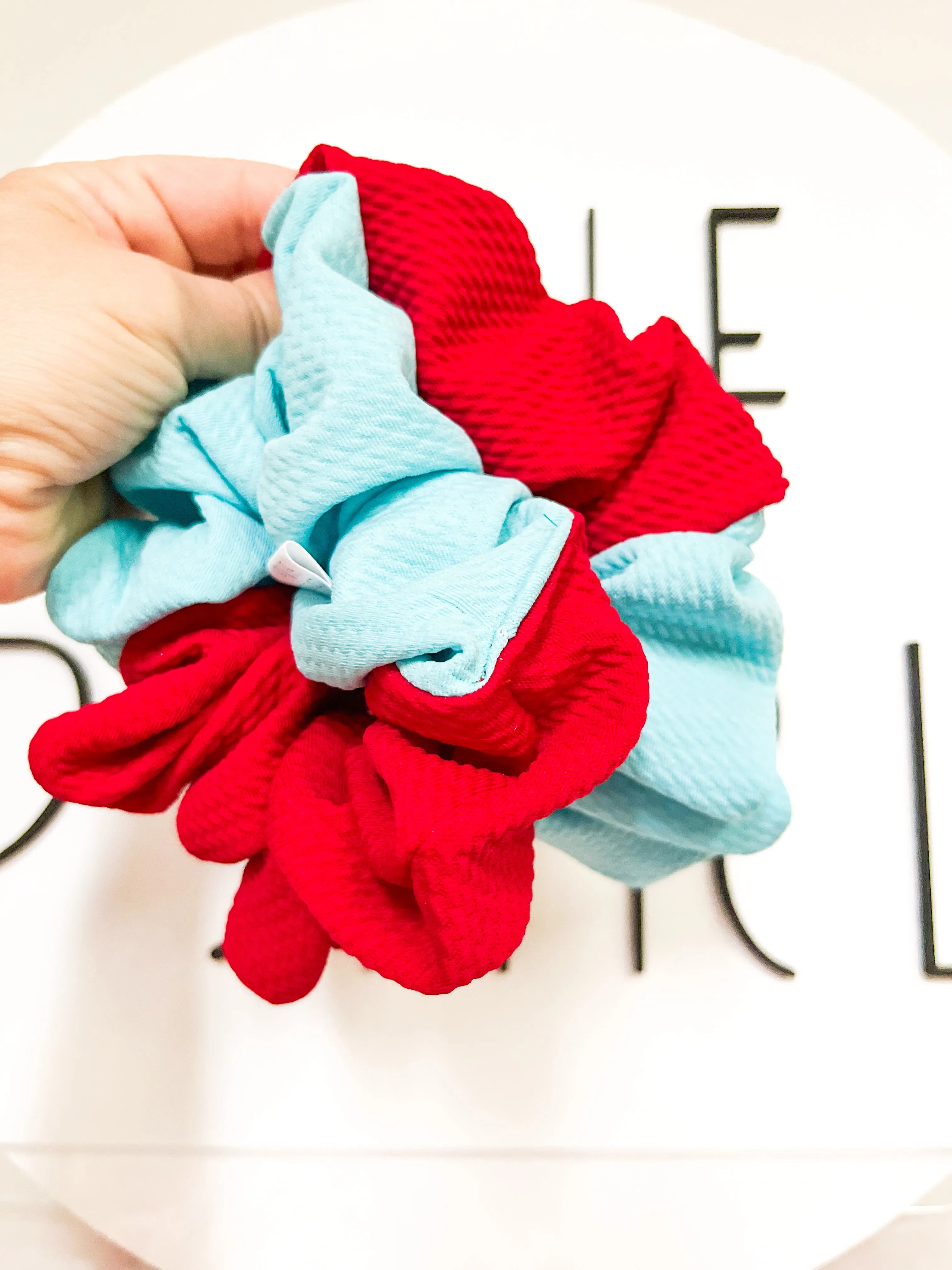 PREORDER: Teal & Red colorblock Oversized Scrunchie