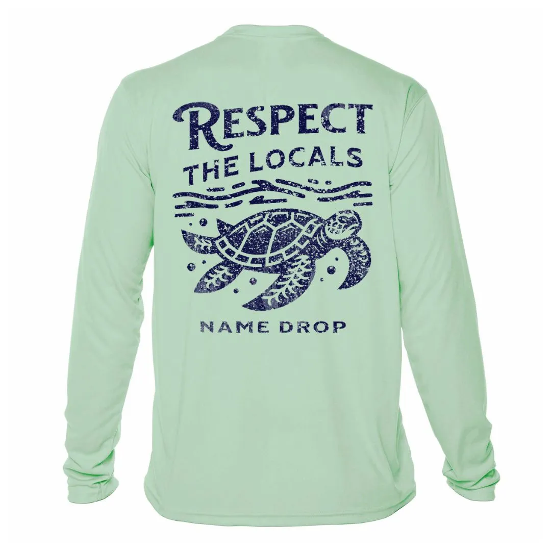 Respect the Locals Sea Turtle Sun Shirt UPF50 - Custom Location