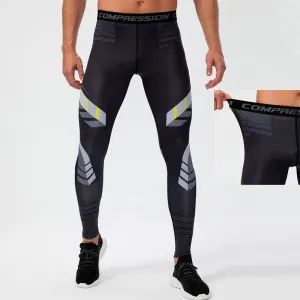 Running Compression Leggings Men's Sports Quick-drying Tights Stretchy Training Pants Gym Fitness Print Men Jogger