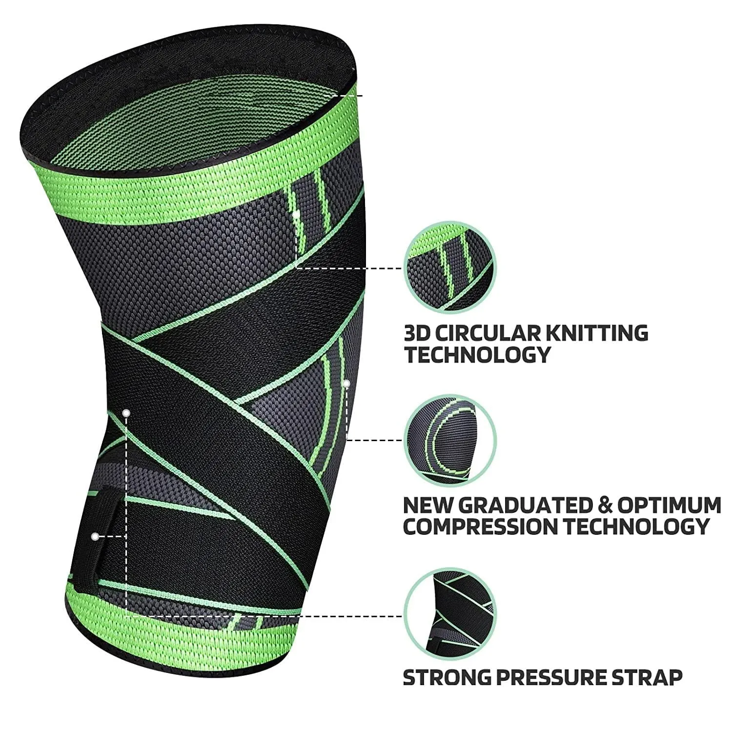 serveuttam Leosportz (pack of 1) Knee Sleeve, Compression Fit Support -for Joint Pain and Arthritis Relief, Improved Circulation Compression - Wear Anywhere - Single (Green)