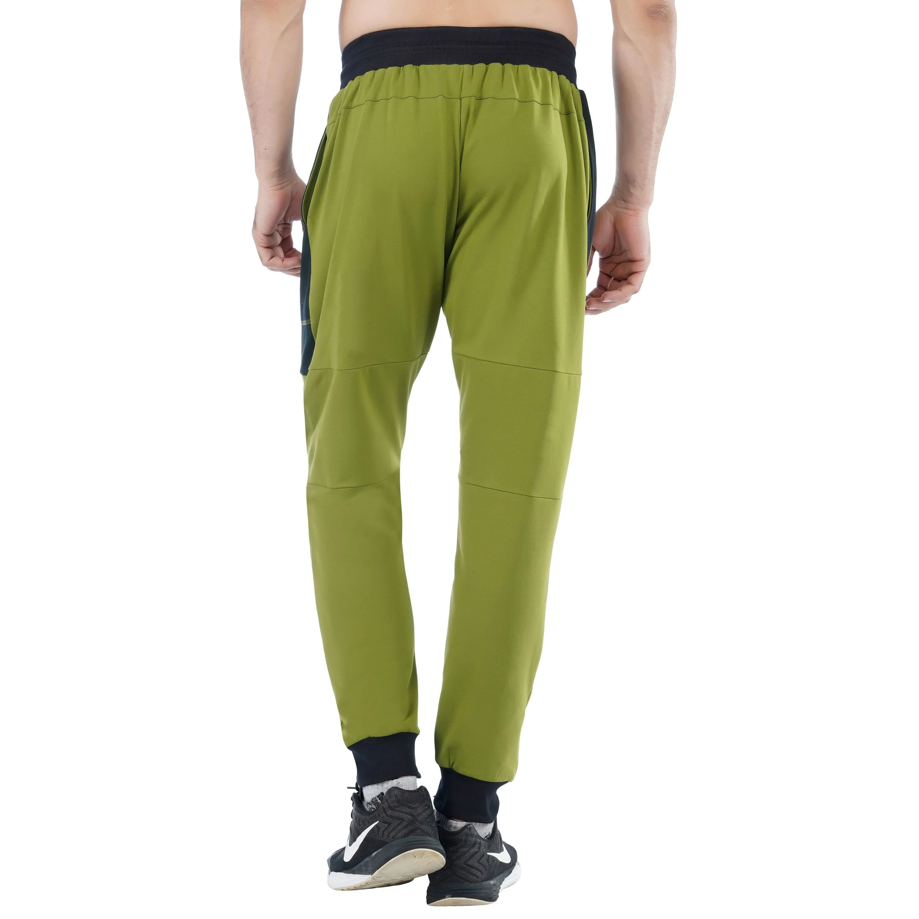 SLAY. Men's Olive Green Joggers with Black Side Strip