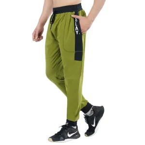 SLAY. Men's Olive Green Joggers with Black Side Strip